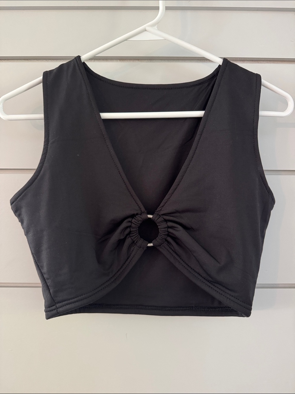 AEVZIV Black Twist-Front Crop Tank Top
